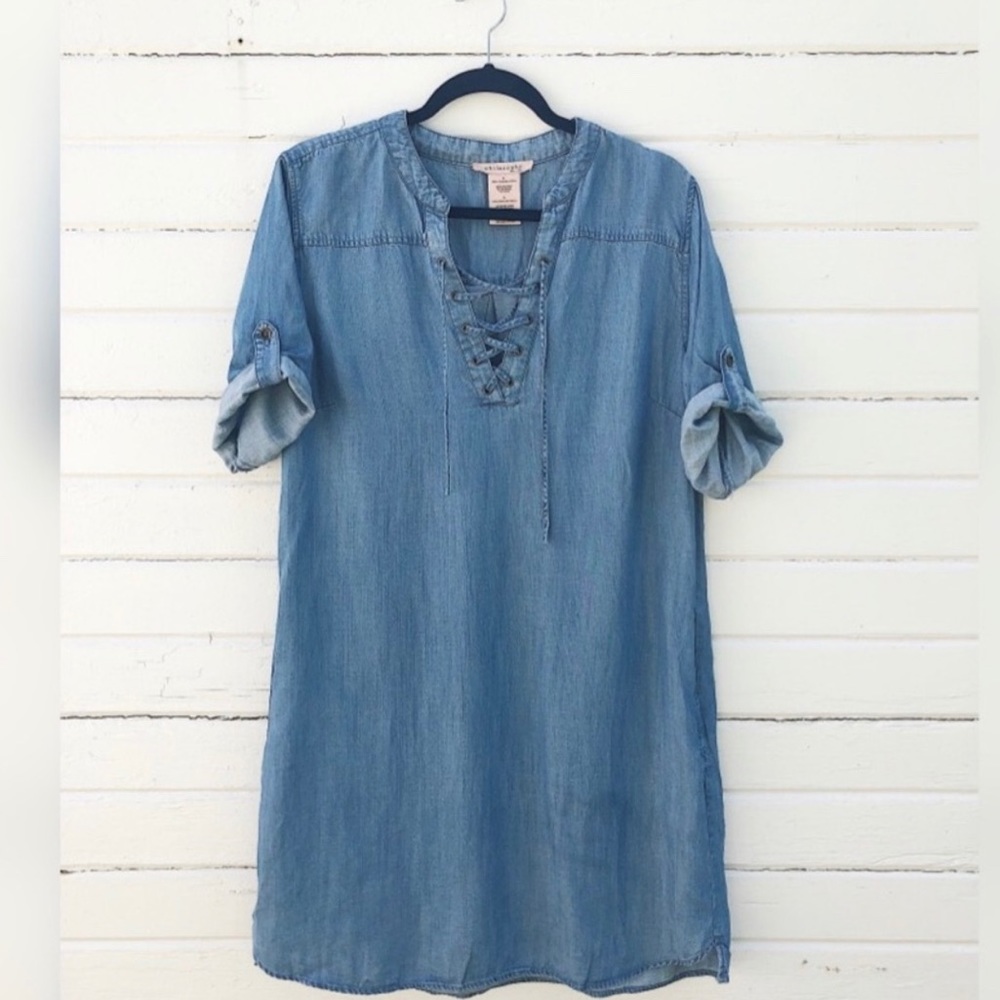 Philosophy lace up denim chambray dress